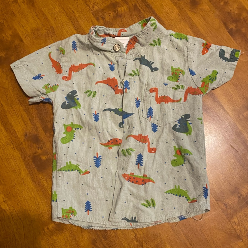 Light weight button down dinosaur short sleeve shirt
